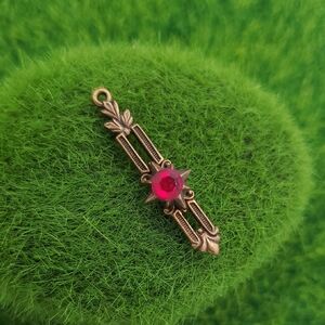 Vintage Brass Pendant with Red Gemstone P313